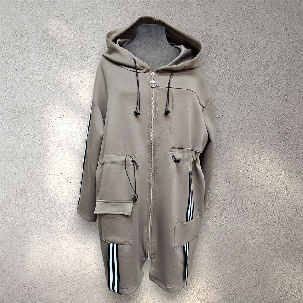 Veste longue à capuchon